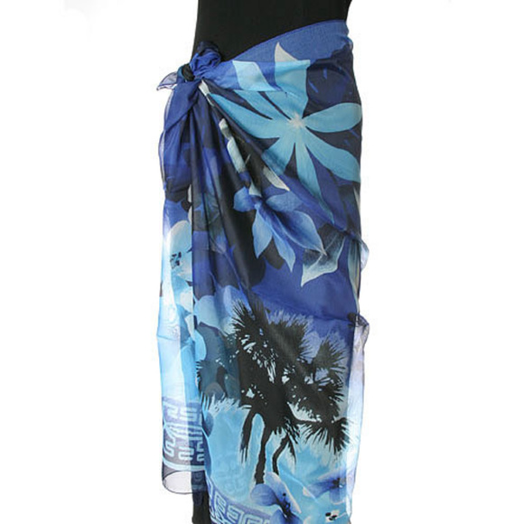 Sarong/Pareo Tropical Blue Print. New with tag - Picture 1 of 3